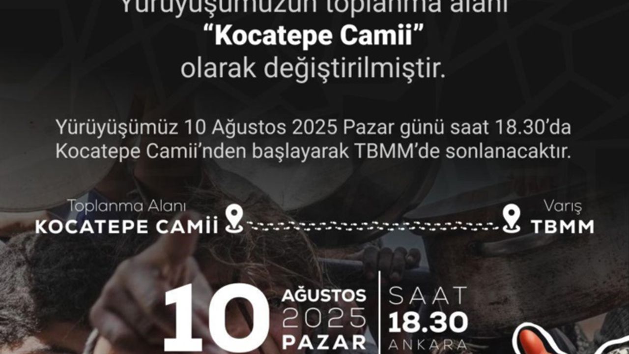 “Anadolu’dan Meclis’e, Meclis’ten Gazze’ye İnsani Koridor” yürüyüşünün güzergahı değişti