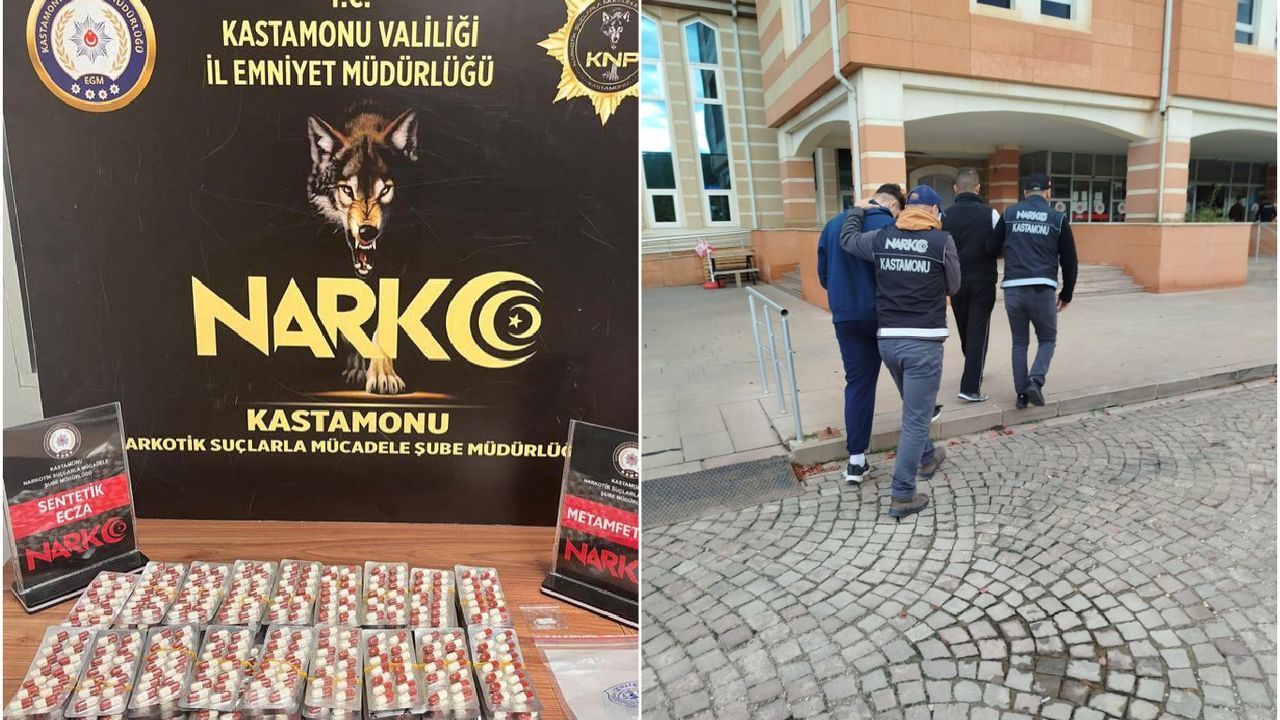 Kastamonu’da bin 56 adet sentetik ecza hapı ele geçirildi