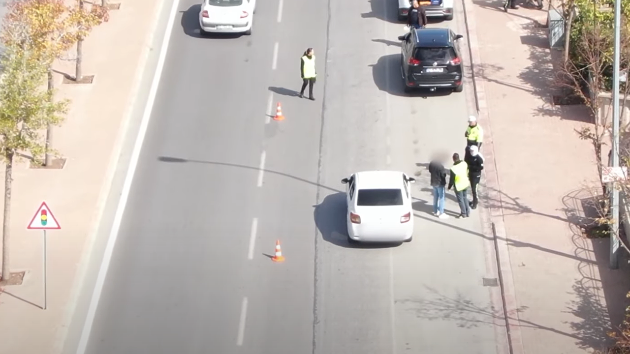 Konya’da dron destekli trafik denetimi