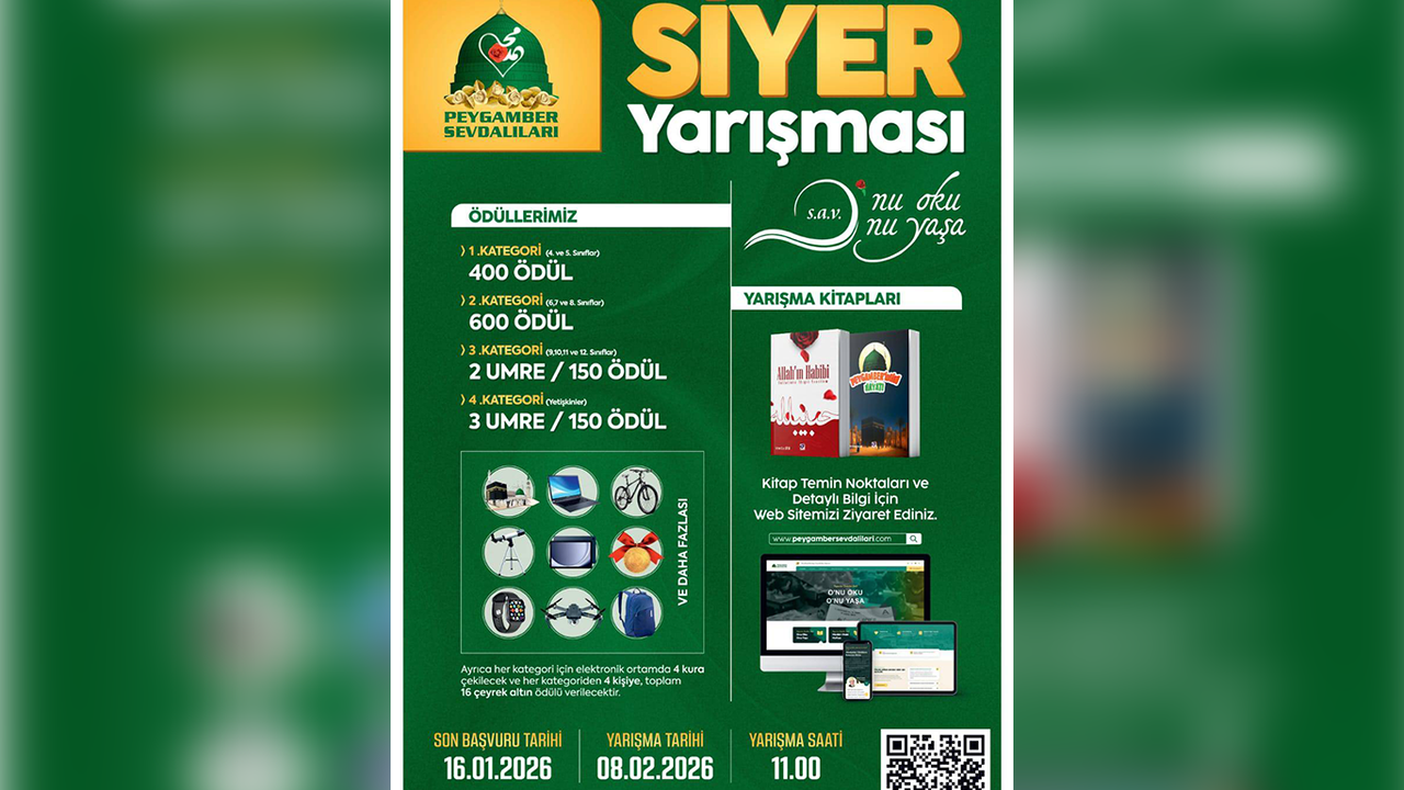 Peygamber Sevdalıları Vakfı'ndan "O'nu Oku O'nu Yaşa" siyer yarışması daveti