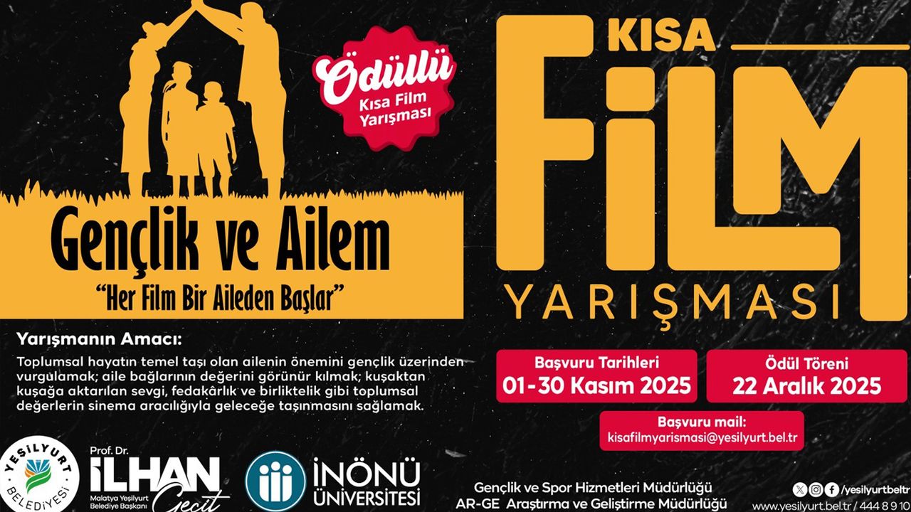 Yeşilyurt Belediyesi "Gençlik ve ailem" temalı ödüllü kısa film yarışması düzenliyor