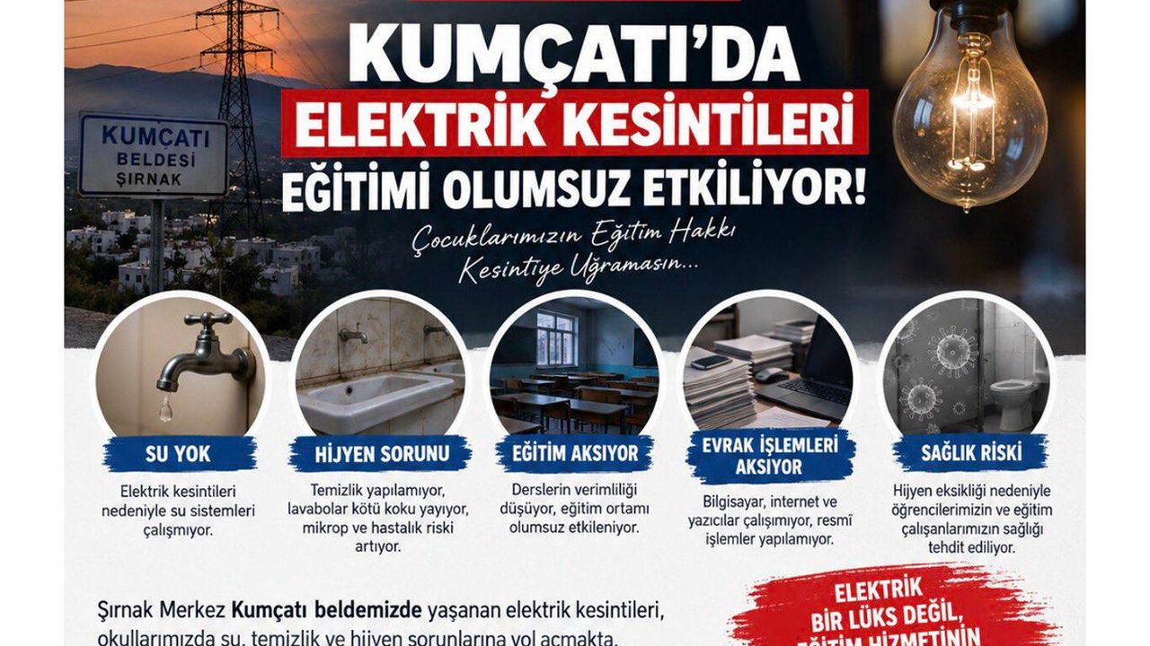 Eğitim-Bir-Sen Şırnak Şube Başkanı Çatı: Kumçatı'da elektrik kesintileri eğitimi aksatıyor