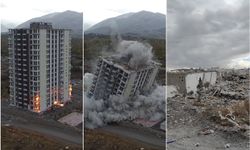 Deprem bölgesi Malatya’da ağır hasarlı binaların patlayıcı ile yıkımı sürüyor