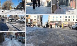 Batman'da kar sonrası cadde ve sokaklar buz pistine döndü