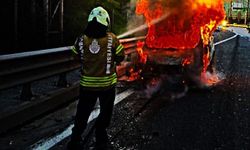 Ümraniye TEM Otoyolu’nda hafif ticari araç yangını