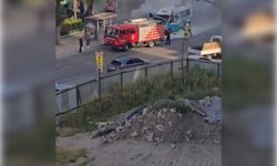 Konak'ta seyir halindeki minibüste yangın