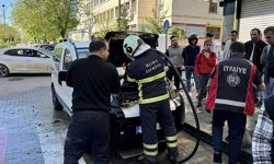 Siirt'te park halindeki araç alev aldı
