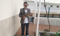 Yaralı balıkçıl kuşu cami avlusuna sığındı