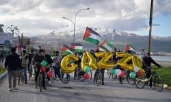 Bitlis'te gençler Gazze için pedal çevirdi