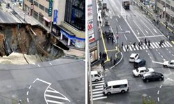 Japonya'da adeta yer yarıldı: 3 metre derinliğinde çukur oluştu