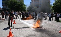 Malatya'da müftülük personeline yangın eğitimi ve tatbikatı