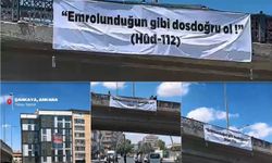 Ankara'da gençlerden Yeditepe Üniversitesi'ndeki olaya ayetli pankartla tepki