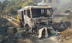 Aydın'da yangına müdahale eden arazöz alevlerin arasında kaldı
