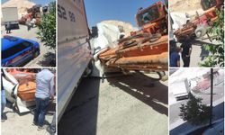 Gaziantep'te vinçten kayan ekskavatör aracı hurdaya çevirdi