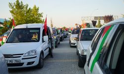 Konya'da Filistin Konvoyu'na yoğun destek