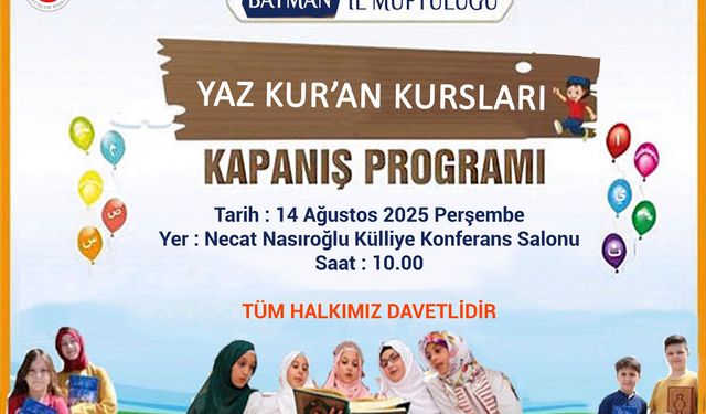 Batman'da yaz Kur'an kursları kapanış programı düzenleniyor
