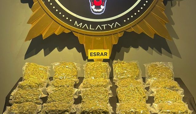 Malatya'da 12 kilo 800 gram esrar ele geçirildi