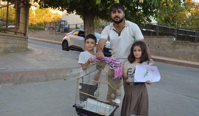 Minik kardeşlerin sevinci: Kaybolan kuşları Zeytin günler sonra evine döndü