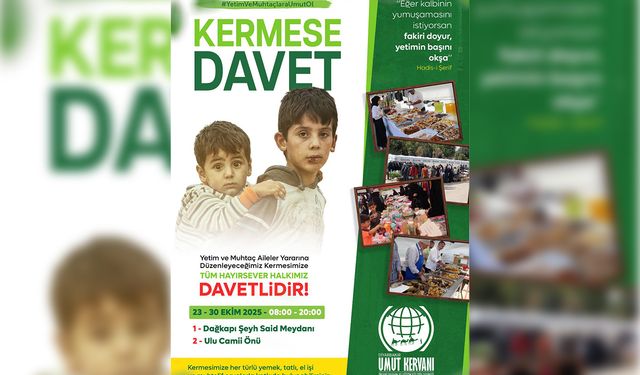 Diyarbakır'da ihtiyaç sahibi aileler yararına kermese davet!
