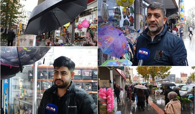 Yağışlar esnafın yüzünü güldürdü: Şemsiye satışlarında artış