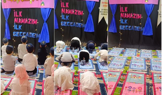 Minik yürekler ilk seccadeleriyle namazla tanıştı