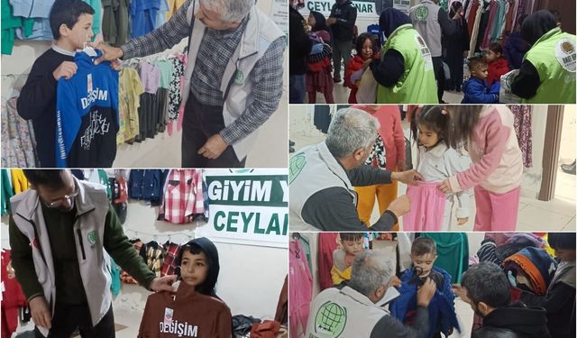 Umut Kervanından Ceylanpınar'da çocuklara bayram öncesi giyim yardımı