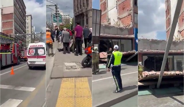 Ankara'da bina yıkımı sırasında platform devrildi: 3 yaralı