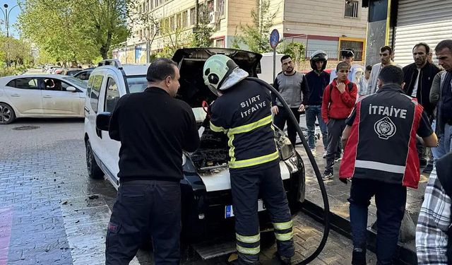 Siirt'te park halindeki araç alev aldı