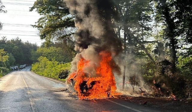 İstanbul'da seyir halindeki otomobilde yangın çıktı