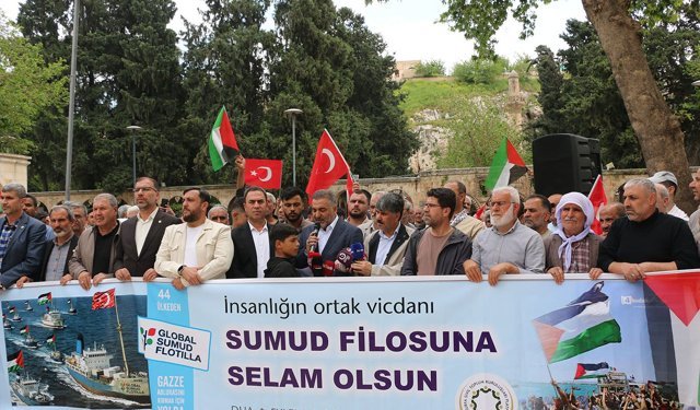 Şanlıurfa'da Sumud Filosu'na saldırıya tepki basın açıklaması düzenlendi