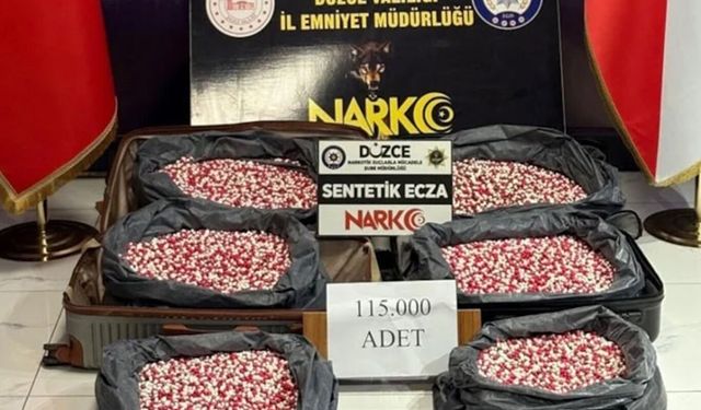 Düzce'de uyuşturucu operasyonu: 115 bin sentetik hap ele geçirildi