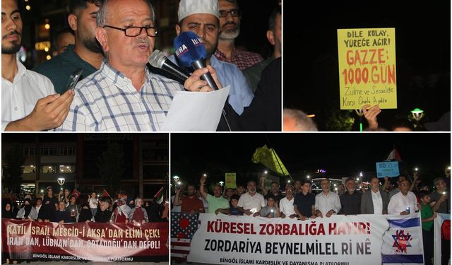 Gazze'deki soykırımın 1000'inci gününde Bingöl'den siyonist katliama tepki