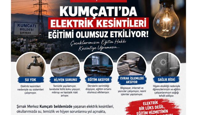 Eğitim-Bir-Sen Şırnak Şube Başkanı Çatı: Kumçatı'da elektrik kesintileri eğitimi aksatıyor