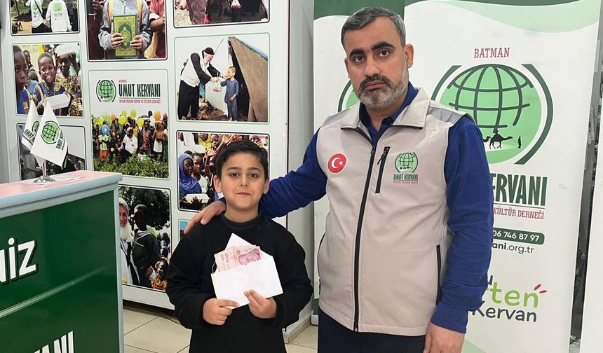 Batmanlı minik Eymen'den Gazze'deki kardeşlerine anlamlı bağış