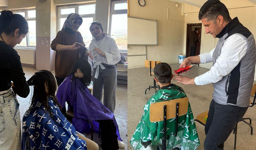 Elazığ’da kuaförlük kursiyerlerinden öğrencilere bayram öncesi anlamlı etkinlik