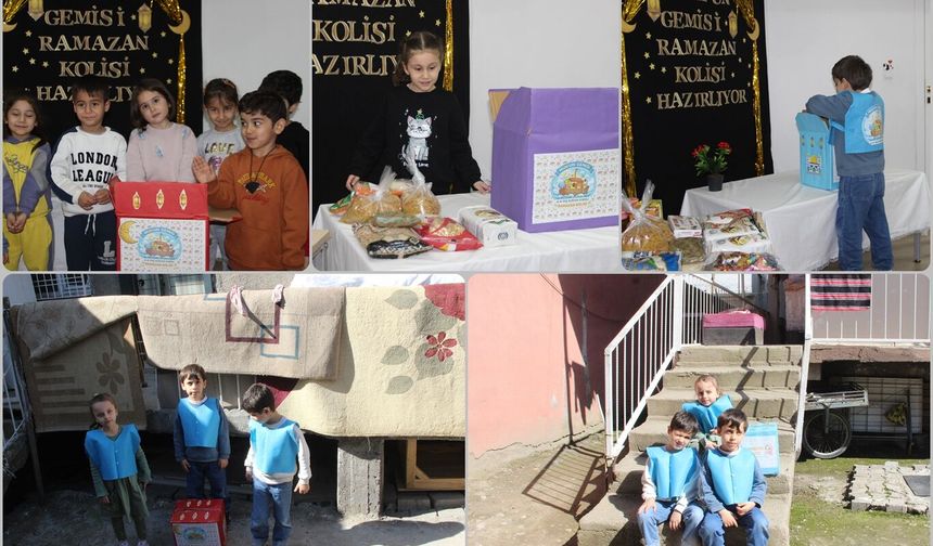 Kuran kursu öğrencilerinden ihtiyaç sahibi ailelere ramazan kolisi