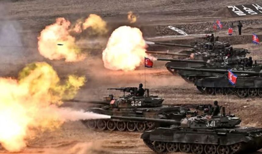 Kuzey Kore'de tank birliklerinin katılımıyla taktik saldırı tatbikatı
