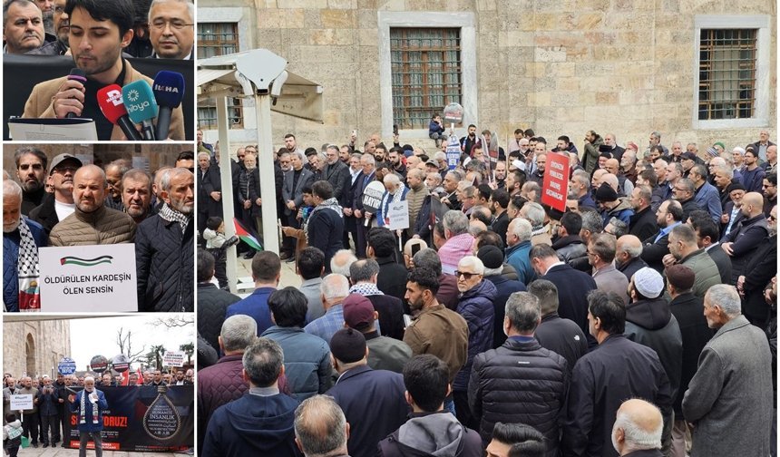 Bursa'da Filistin için tepki: İnsanlık rehin alınmıştır