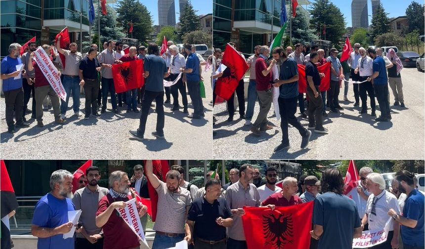 Arnavutluk İnisiyatifi'nden Büyükelçilik önünde protesto desteği
