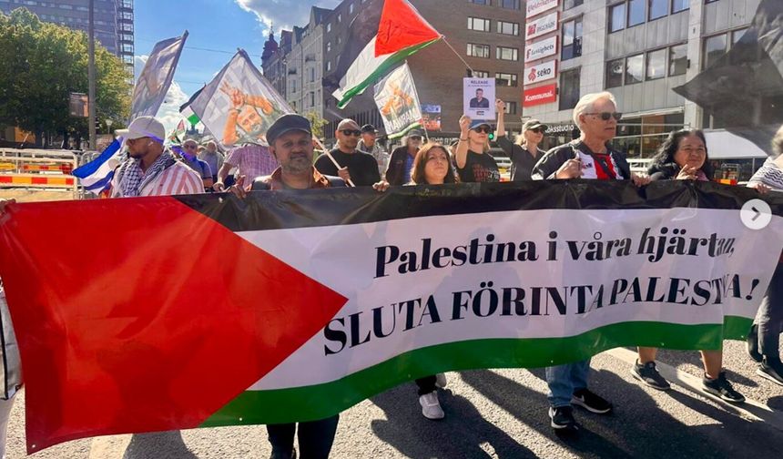 Stockholm'de Gazze için protesto 