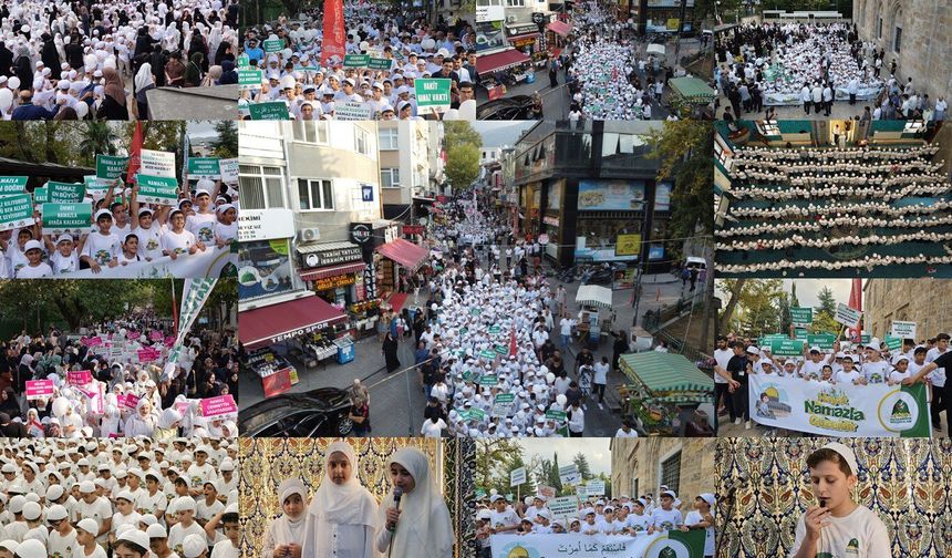Bursa'da yüzlerce çocuk 'Hayat Namazla Güzeldir' programında kitlesel yürüyüş gerçekleştirdi