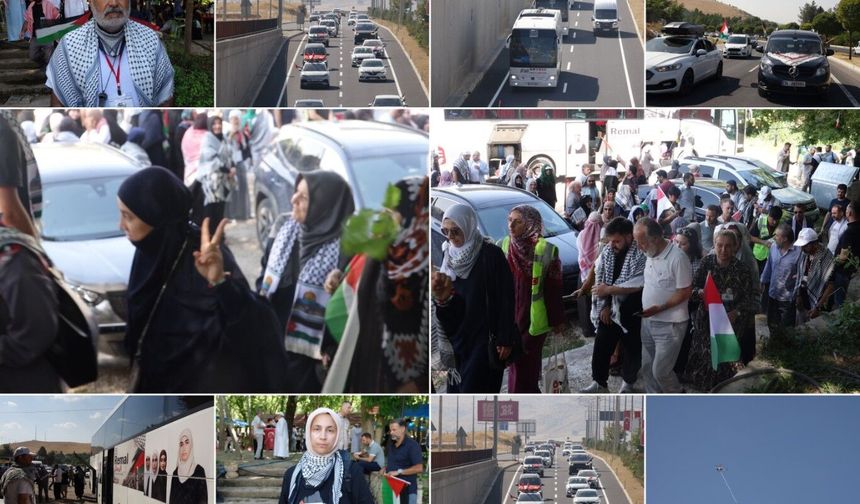 Gazze'ye umut olacak Uluslararası Filistin Konvoyu Mardin'de coşkuyla karşılandı