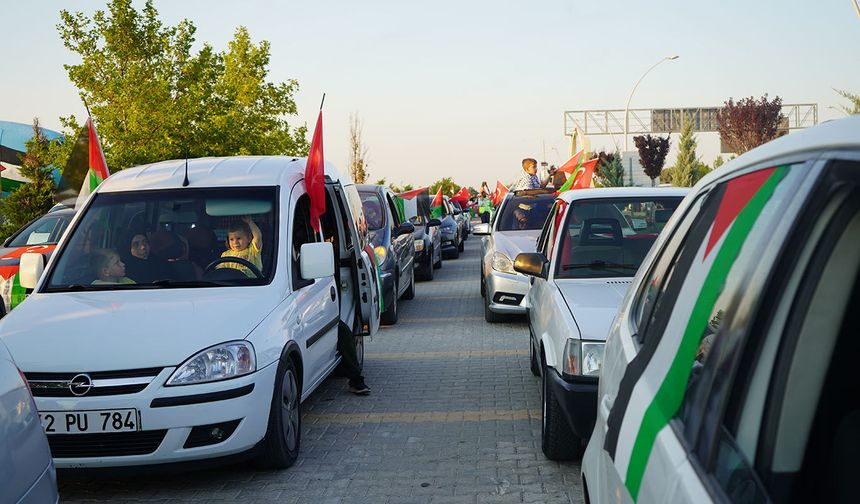 Konya'da Filistin Konvoyu'na yoğun destek
