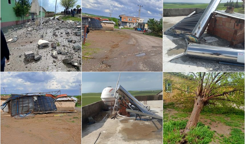 Silvan'da fırtına: Minare yıkıldı, çatılar uçtu