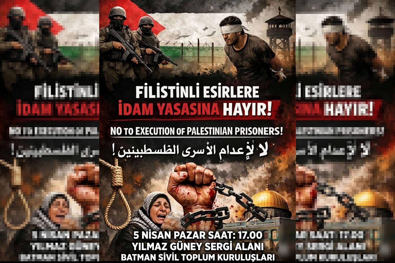 Batman'da Filistinli esirlere idam yasasına karşı kitlesel açıklama