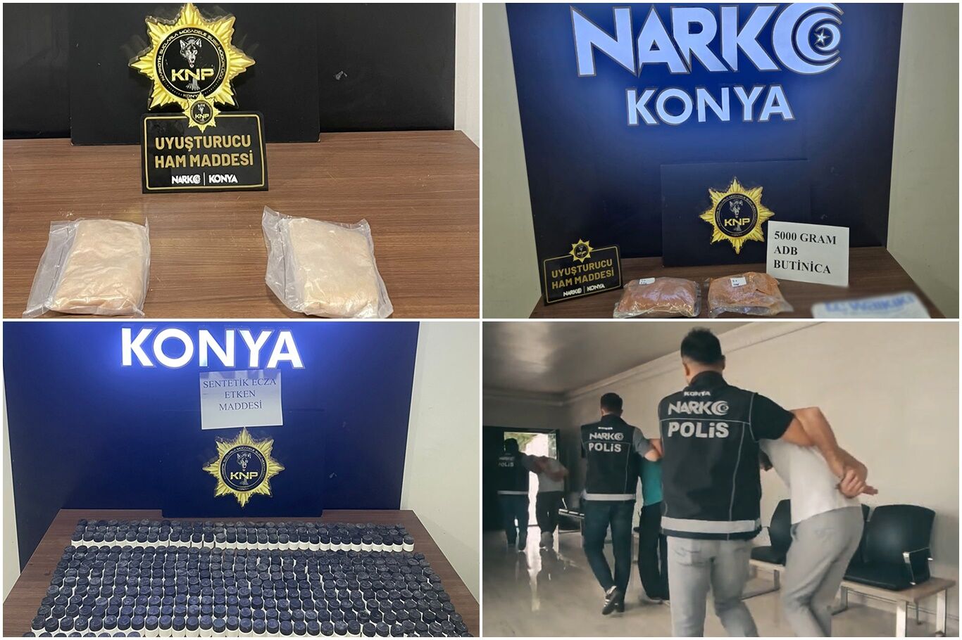 Konya'da yüklü miktarda uyuşturucu ve hammadde ele geçirildi